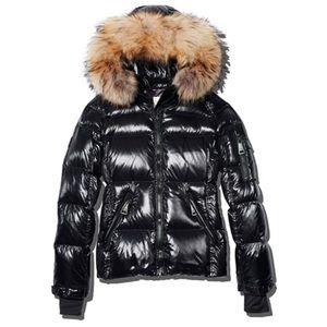 SAM Black Puffer Jacket with fur hood